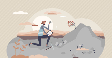 Geoscientist occupation as geology scientist work project tiny person conceptのイラスト素材