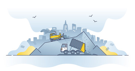 Consuming too much products with irresponsible lifestyle outline conceptのイラスト素材