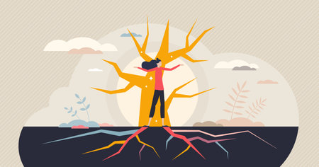 Resilience power with fundamental roots personality tiny person conceptのイラスト素材