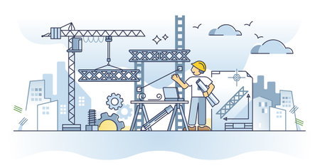 Structural engineer work with material strength knowledge outline conceptのイラスト素材