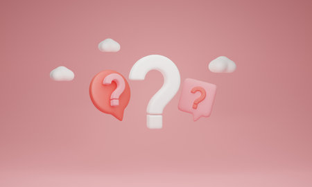 Question 3D illustration concept, speech bubbles with a question mark insideの写真素材