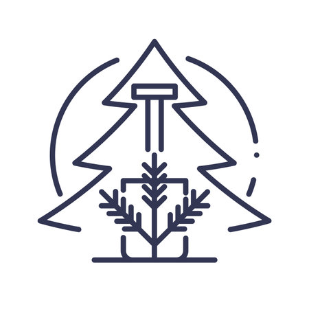 Sustainable tree planting symbol with shovelのイラスト素材