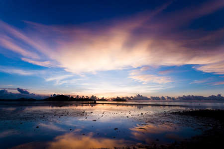 Harbour before sunrise in the morning created a colorful scenicの写真素材
