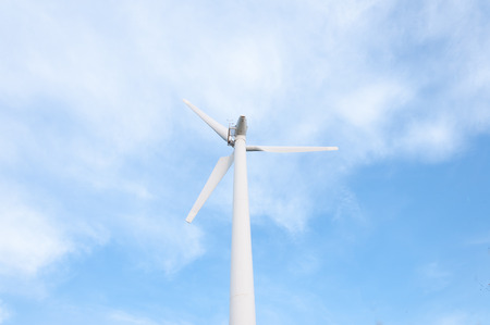 Wind turbine on the top of the mountain to produce clean energyの写真素材