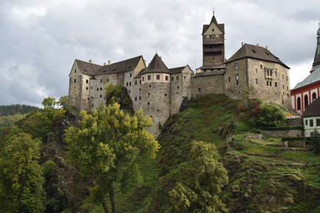 View of Loket Castle from the riverのeditorial素材
