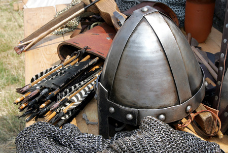 Helmet and chain mail
