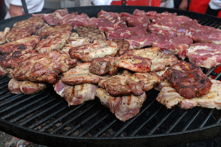 grilled pork steaksの写真素材