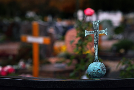 Cross and roseの写真素材