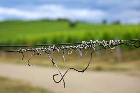 Grapevines curls on the wireの写真素材