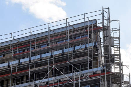 scaffolding on a house facade