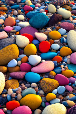 multicolored pebbles, generated by artificial intelligenceの素材
