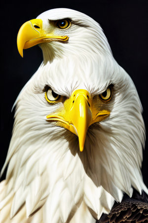 two bald eagle portrait copied together, generated by artificial intelligenceの素材