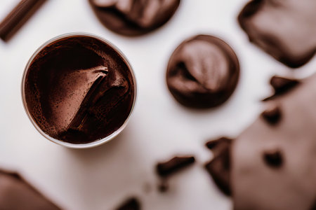 chocolate ice cream, generated by artificial intelligenceの素材