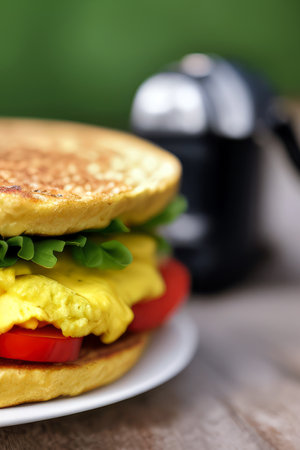 sandwich with omelette, generated by artificial intelligenceの素材