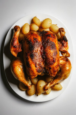 grilled chicken with potatoes, generated by artificial intelligenceの素材