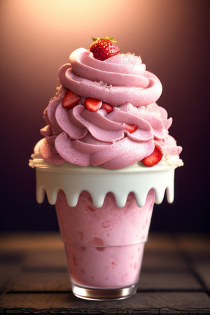 strawberry ice cream, generated by artificial intelligenceの素材