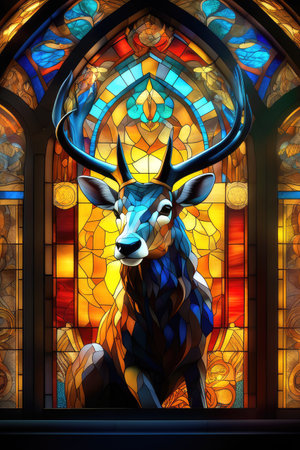 fictional stained glass window, generated by artificial intelligenceの素材