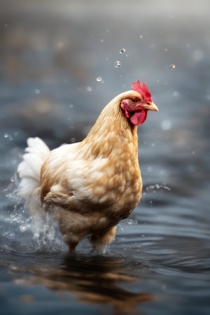 chicken in the water, generated by artificial intelligenceの素材