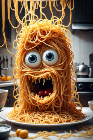 spaghetti monster, generated by artificial intelligenceの素材