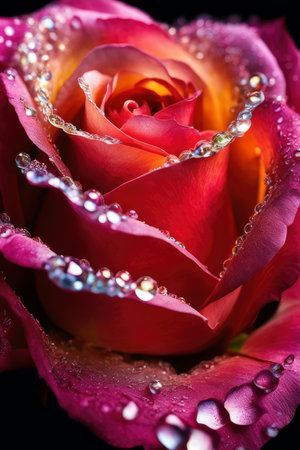 rose with water drops, generated by artificial intelligenceの素材