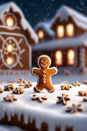 gingerbread man and gingerbread star, generated by artificial intelligenceの素材