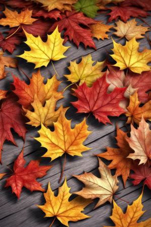 autumn colored maple leaves, generated by artificial intelligenceの素材