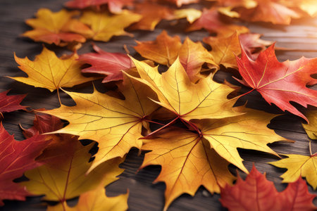 autumn colored maple leaves, generated by artificial intelligenceの素材