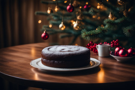 Christmas decoration with cake, generated by artificial intelligenceの素材
