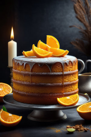 orange cake, generated by artificial intelligenceの素材