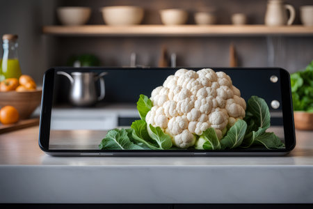 mobile photo of a cauliflower, generated by artificial intelligenceの素材