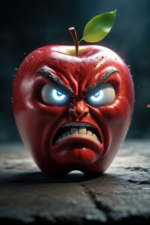 apple face, generated by artificial intelligenceの素材