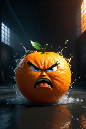 orange face, generated by artificial intelligenceの素材