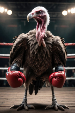 boxing vulture, generated by artificial intelligenceの素材