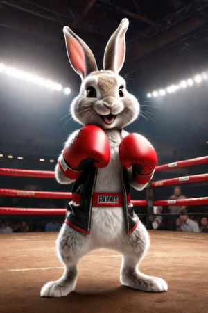 boxing rabbit, generated by artificial intelligenceの素材