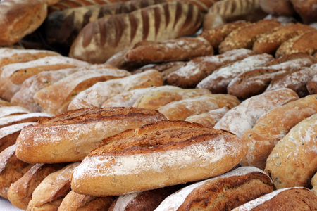 Bread for sale at a marketの写真素材