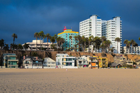 Santa Monica Beach, Los Angeles, California, United States of Americaの写真素材