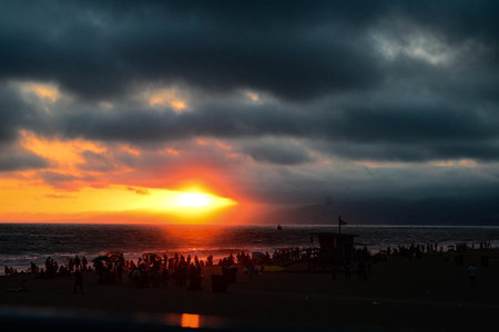 Sunset at the beachの写真素材