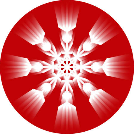 Glowing snowflake isolated on colored background. Vector illustration created using the Blend Tool.のイラスト素材