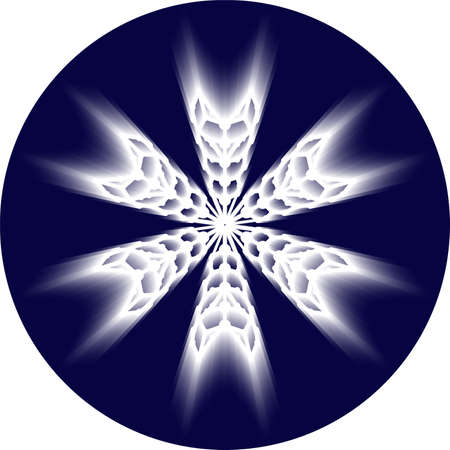 Glowing snowflake isolated on colored background. Vector illustration created using the Blend Tool.のイラスト素材