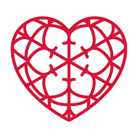 Heart shape with geometric ornament isolated on white background. Element for logo design.Vector illustration of heart for wedding invitations, greeting cards, Valentines cards.のイラスト素材