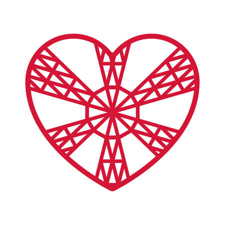 Heart shape with geometric ornament isolated on white background. Element for logo design.Vector illustration of heart for wedding invitations, greeting cards, Valentines cards.のイラスト素材