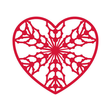 Heart shape with geometric ornament isolated on white background. Element for logo design.Vector illustration of heart for wedding invitations, greeting cards, Valentines cards.のイラスト素材