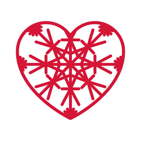 Heart shape with geometric ornament isolated on white background. Element for logo design.Vector illustration of heart for wedding invitations, greeting cards, Valentines cards.のイラスト素材