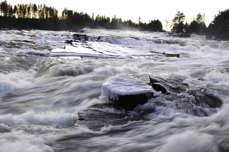 Ice waterfall in the north of Swedenの写真素材