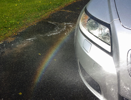 Car cleaning, rainbowの写真素材