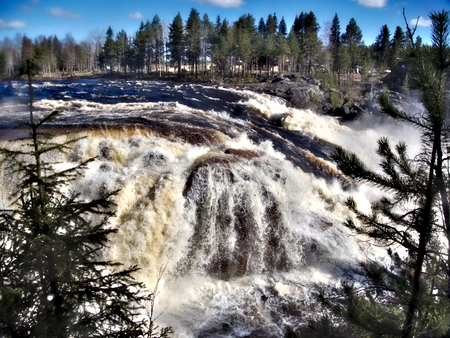 Jockfall, waterfall in the north of Swedenの写真素材