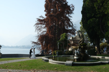 Como lake view in Novemberの写真素材