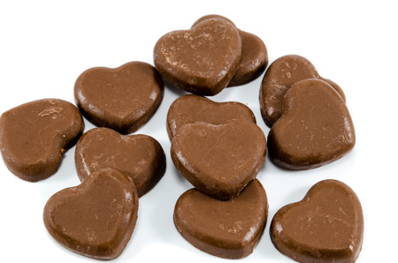 Group of scattered hearts made from chocolate