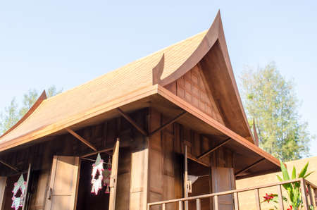 Wooden hut traditionally found in central Thailandの写真素材