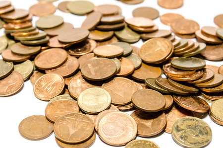 Collection of golden coins that look valuableの写真素材